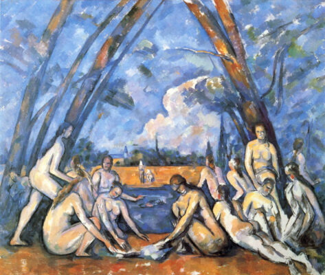 Peinture Les Grandes Baigneuses de Paul Cézanne présentée lors de la visite guidée Calliopée de l'exposition Cézanne et nous au Grand Palais.